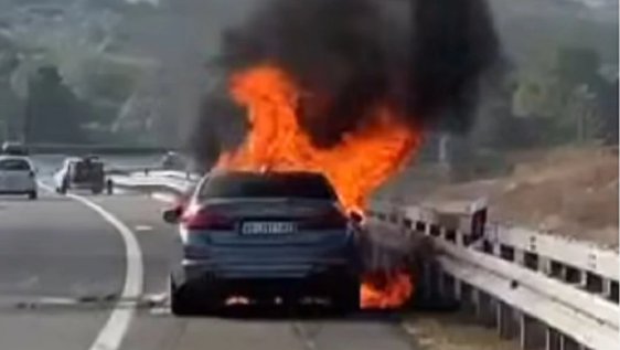 Drama na putu Šabac-Loznica! Vatrena stihija progutala automobil (FOTO)