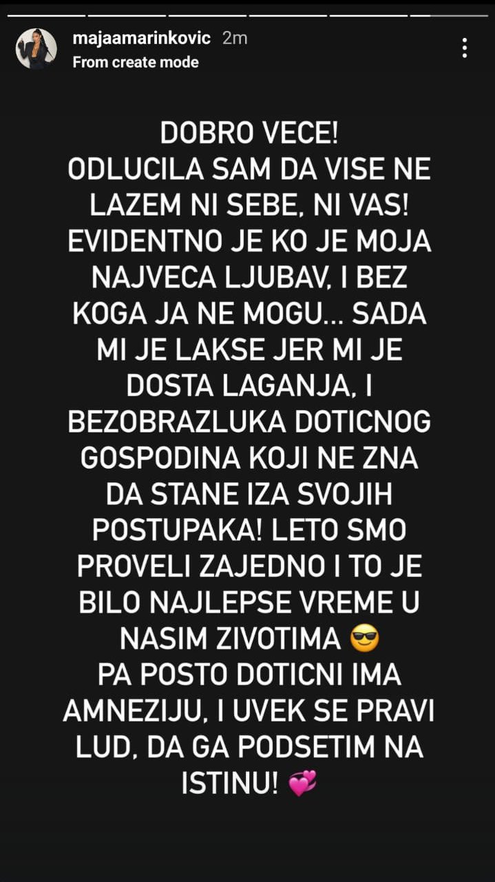 Evidentno je ko je moja najveća ljubav... Prvo oglašavanje Maje Marinković nakon ekskluzivnih video snimaka i fotki sa Carem, evo šta je poručila (FOTO)