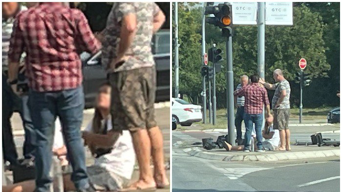 SOBRAĆAJNA NESREĆA NA NOVOM BEOGRADU: Povređena devojka sedi na trotoaru, s...