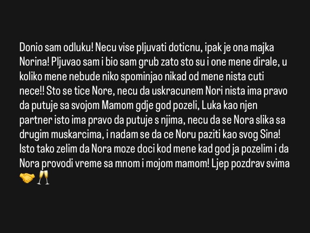 NADAM SE DA ĆE LUKA NORU PAZITI KAO SVOG SINA: Asmin podigao BELU ZASTAVU, otkrio kakvu je odluku doneo, a jedna stvar mu je najbitnija (FOTO)