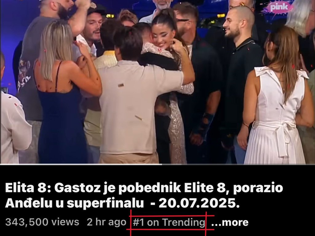 PROGLAŠENJE POBEDNIKA ELITE 8 PRVO U TRENDINGU! JUTJUB eksplodirao, apsolutna dominacija ružičaste imperije i najgledanijeg rijalitija (FOTO+VIDEO)