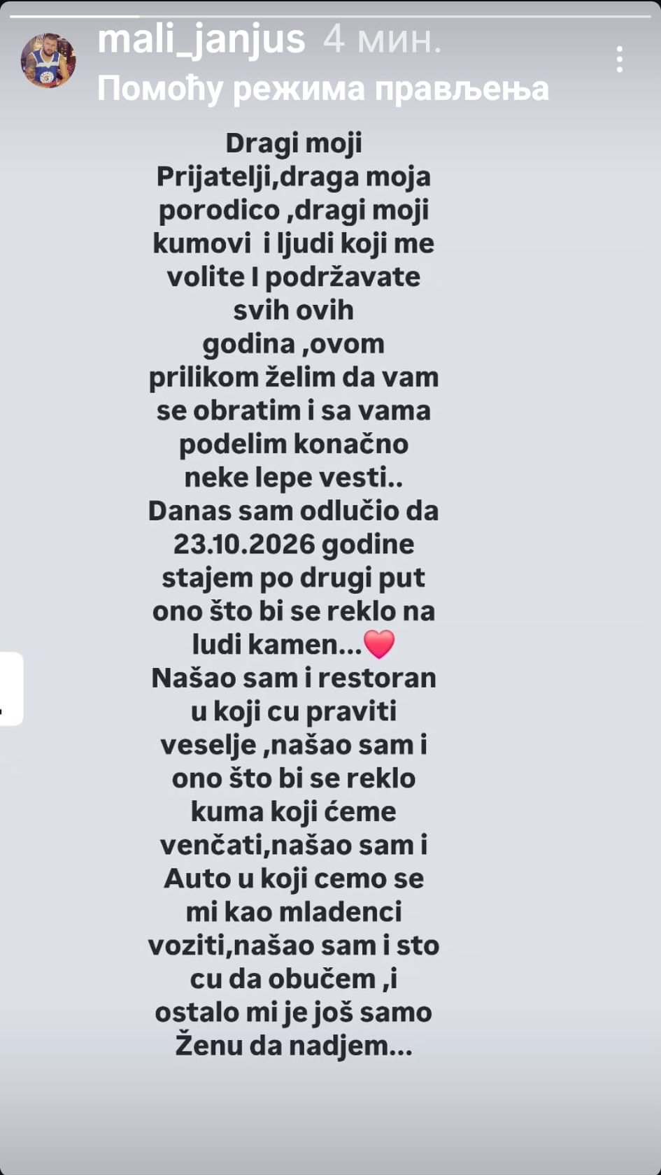 Kako će Vanja reagovati na ovo?! Janjuš otkrio da želi ponovo da se OŽENI, Živićevu nema ni na vidiku (FOTO)