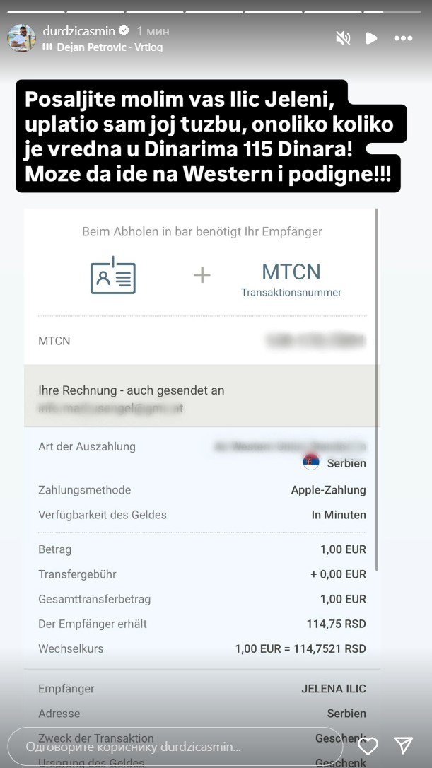 ONOLIKO KOLIKO VREDI: Asmin se javno oglasio nakon sukoba sa Jelenom Ilić i priložio dokaz o uplatu na njeno ime! Evo o kom iznosu je reč