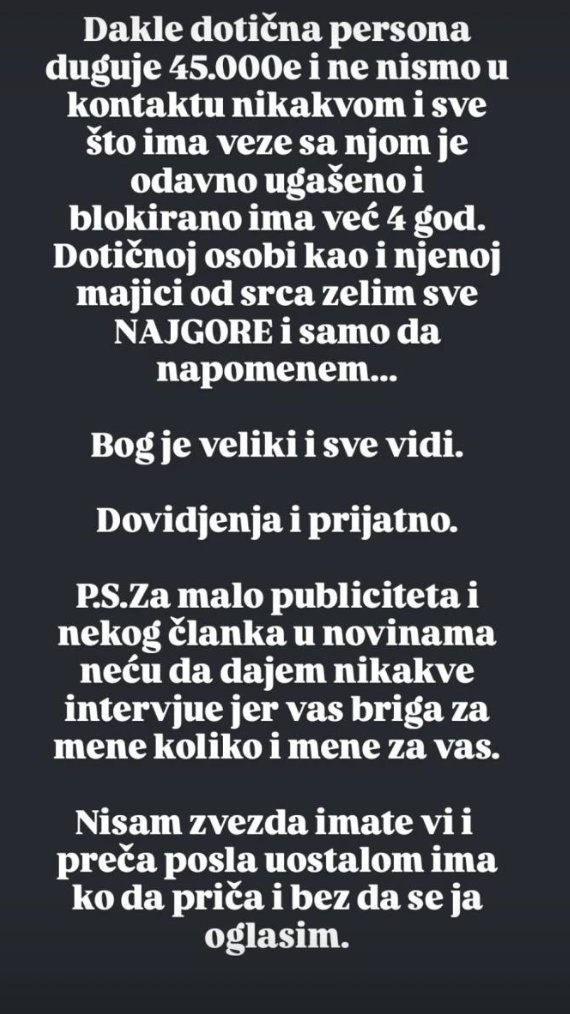 Pozvali smo Sandru Rešić nakon što je bivši optužio da mu duguje 45.000 evra i da joj želi sve najgore: Evo šta nam je rekla