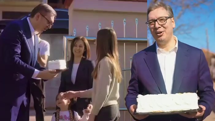 Vučić na ručku sa porodicom Stanković iz Brusa! Čestitao rođendan i uručio tortu maloj Leni (VIDEO)