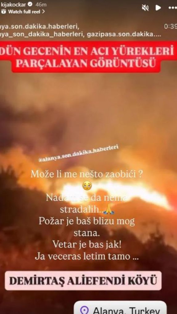 VATRA JE BLIZU MOG STANA! Kija Kockar uznemirila jezivim kadrovima: AKO MI IZGORI ZGRADA... (FOTO)