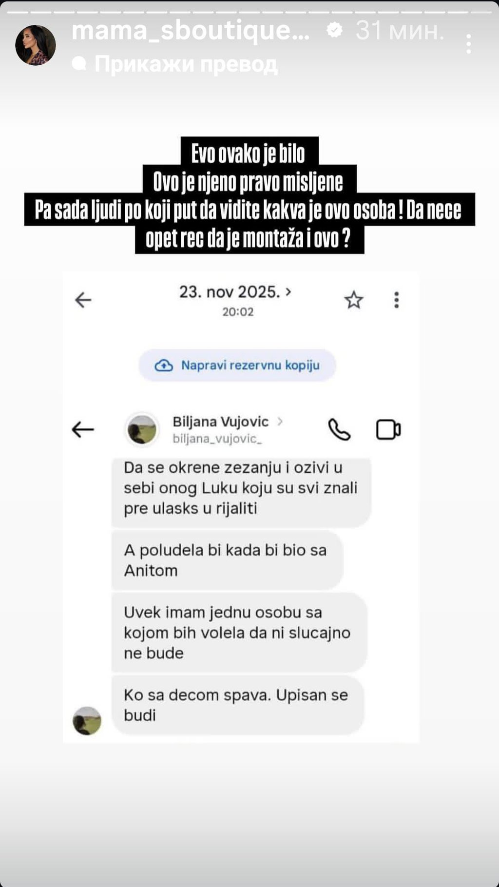 ŠOK PREPISKA! Evo kakvo mišljenje zapravo ima Biljana Vujović o Aniti - ona je osoba s kojom ni u snu nije želela da vidi Luku: Ko sa decom spava... (FOTO)