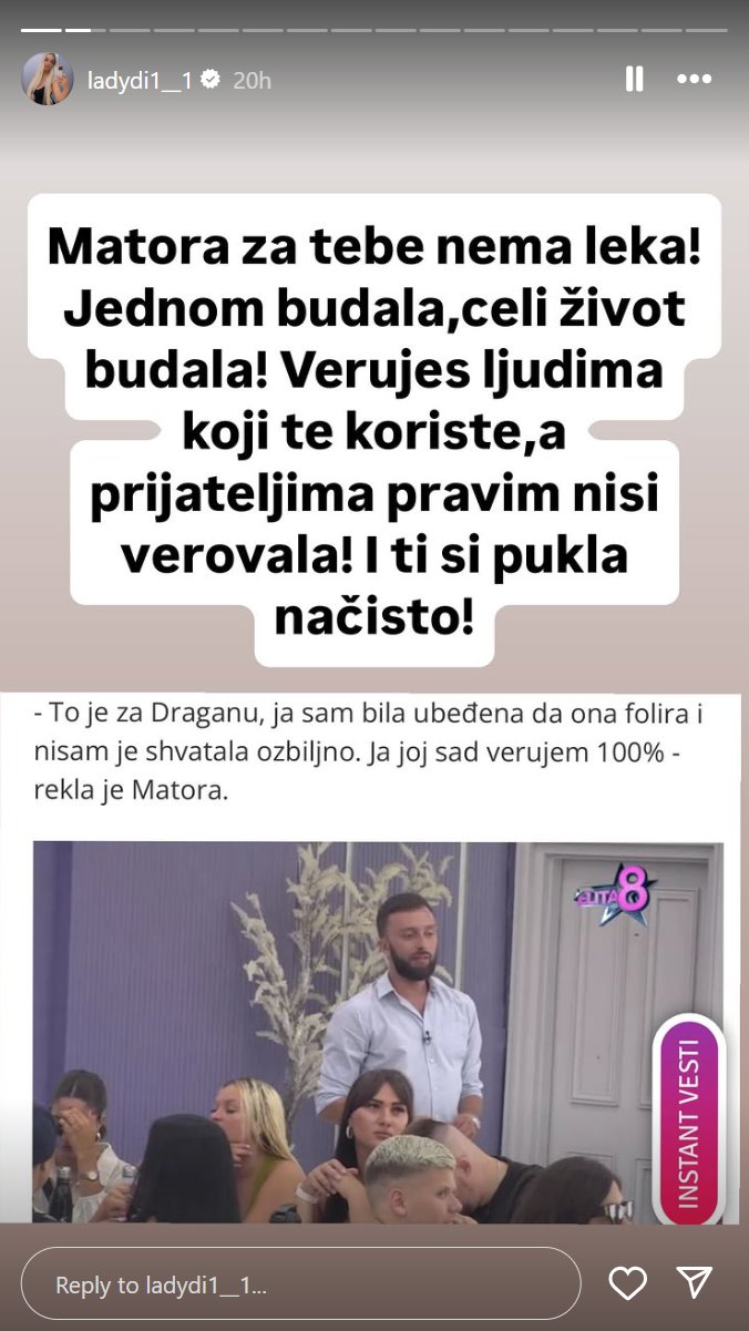 Nema leka za tebe, PUKLA SI: Lejdi Di rastavila Matorinu vezu s Draganom na činioce, evo šta je imala da kaže (FOTO)