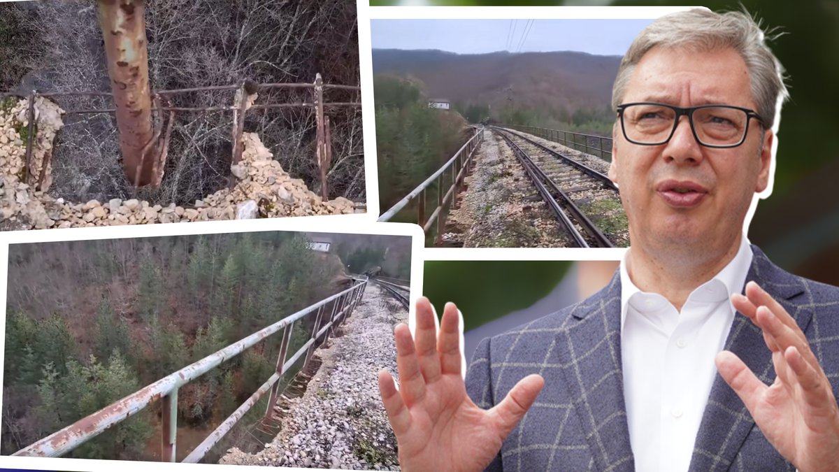 EVO U KAKVOM JE STANJU PRUGA O KOJOJ JE VUČIĆ DANAS PRIČAO: 50 godina u nju niko nije uložio ni dinara, ograda na mostu samo što ne padne (VIDEO)