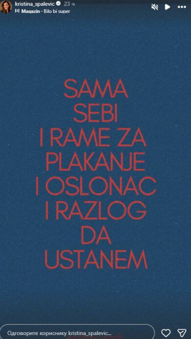 SAMA SEBI I RAME ZA PLAKANJE... Pomirenje Kristine i Kristijana šokiralo je sve, a sada je novom porukom otkrila u kakvom su odnosu