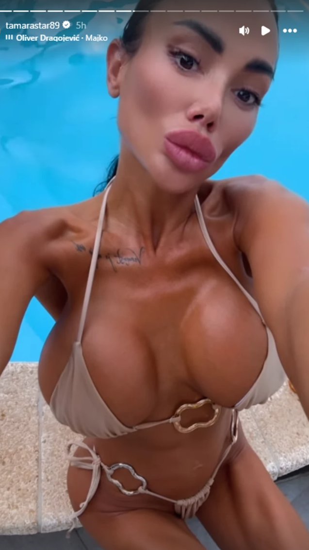 SILIKONI PUCAJU! Tamara Đurić se snimala na bazenu u minijaturnom bikiniju, pa pokrenila lavinu reakcija (FOTO)