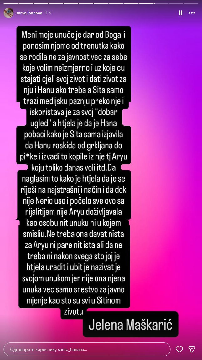 VIŠE NE ĆUTI! Hanina majka se oglasila nakon novih optužbi Site Ahmić, rešila da joj za sva vremena ZAPUŠI USTA: Sud se ne može lagati, govorila si da Arija nije Neriova ćerka
