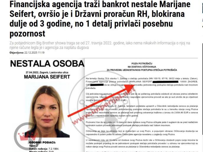 Finansijska agencija traži bankrot nestale Mariane Seifert: Imovina blokirana 3 godine, ali jedan detalj posebno privlači pažnju