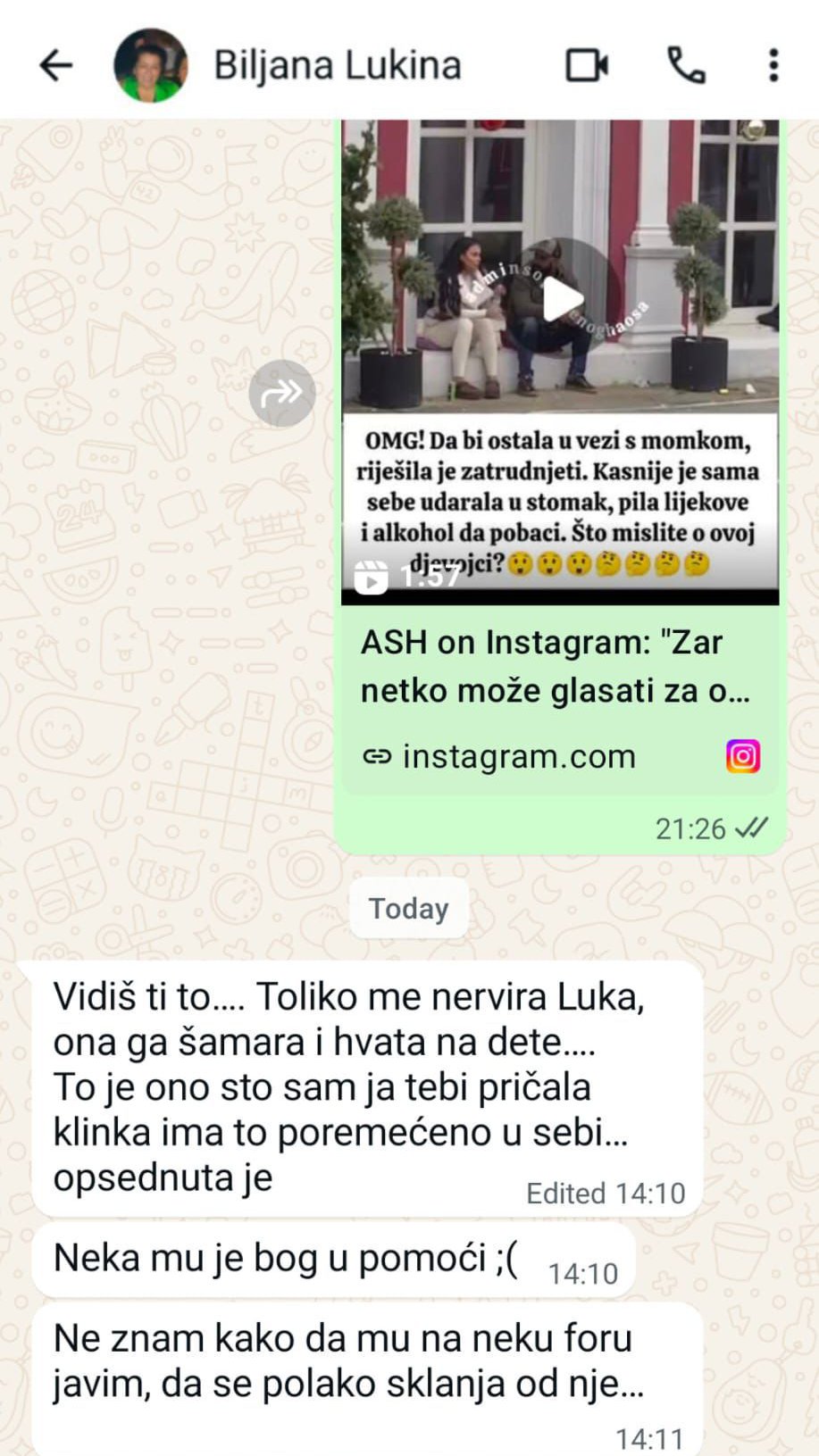 NEĆU TU BAJADERU, LEZBU U KUĆI! Pogledajte poruke Lukine majke Biljane, evo šta stvarno misli o Aniti: Preko male nema ko nije prešao!