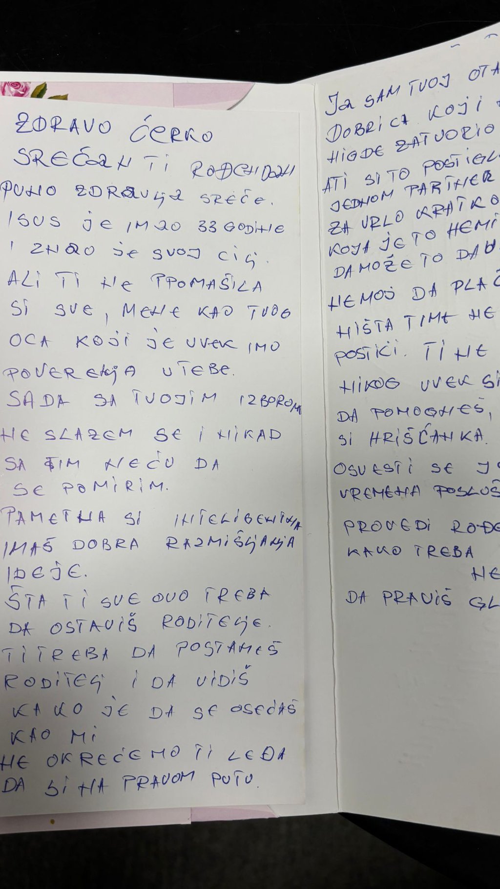 ZAŠTO DA GLEDAM TVOJE GADOSTI, ZAR TE NIJE SRAMOTA?! Reči koje kidaju dušu u komade: Dragani roditelji poslali čestitke za rođendan, nakon ovoga ništa neće biti isto! (FOTO)
