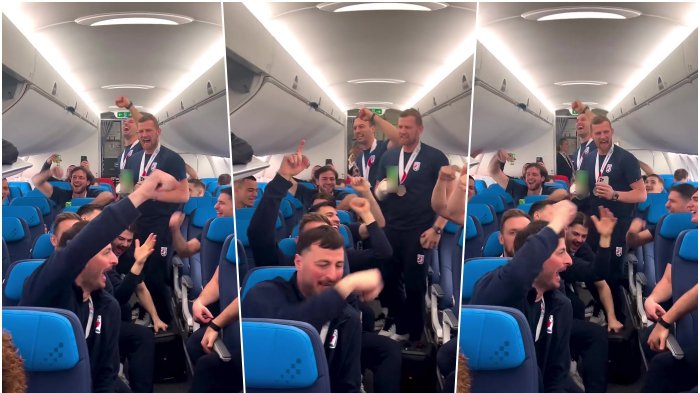 SKANDALOZAN SNIMAK! Hrvatski rukometaši iz sveg glasa pevaju RATNU PESMU - Tompson grmeo u avionu, a pevaće im i na proslavi srebra (VIDEO)