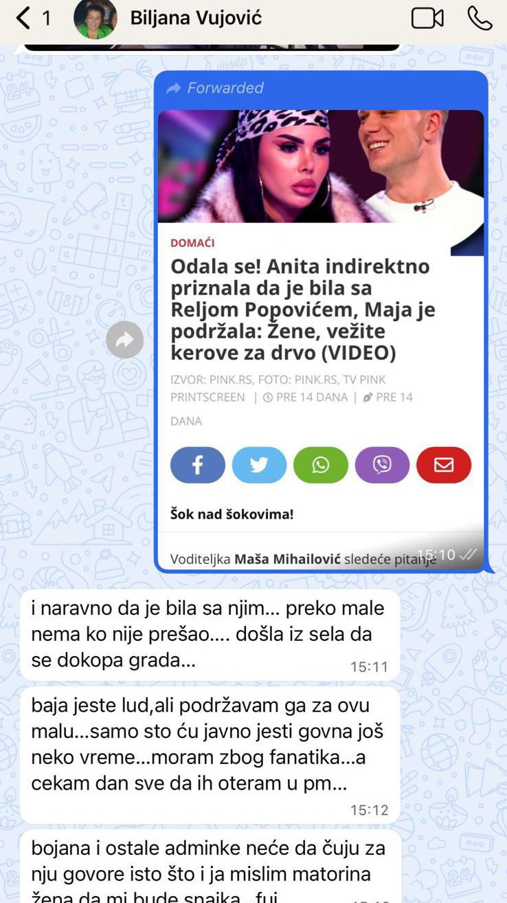 NEĆU TU BAJADERU, LEZBU U KUĆI! Pogledajte poruke Lukine majke Biljane, evo šta stvarno misli o Aniti: Preko male nema ko nije prešao!