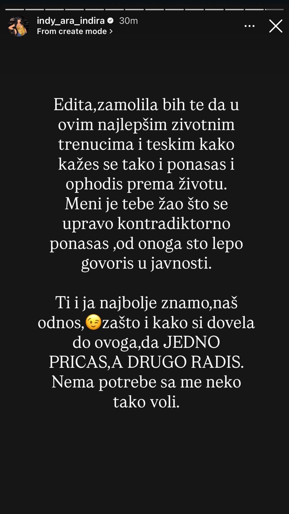 Edita, ti si nas dovela do ovoga: Bukti rat sestri Aradinović, Indi joj brutalno odgovorila i javno je prozvala (FOTO)