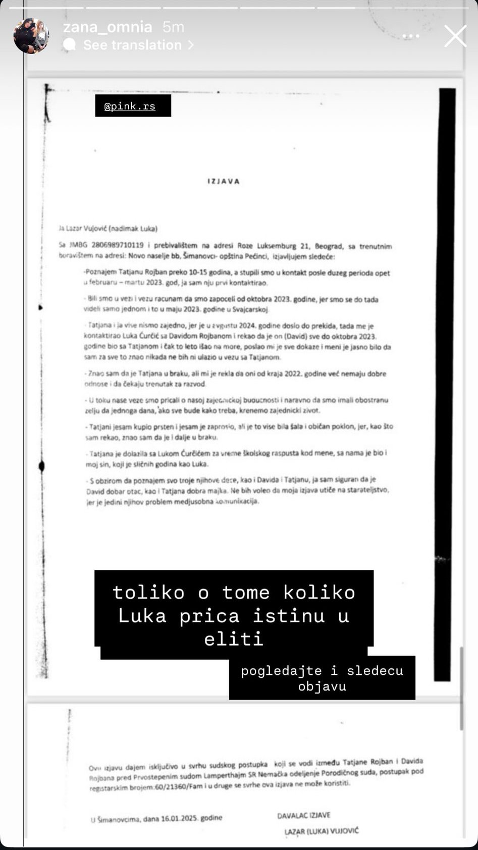 DOKAZ CRNO NA BELO! Žana javno objavila Lukine izjave u kojim PRIZNAJE  da je uzeo novac da LAŽNO SVEDOČI na sudu (FOTO)