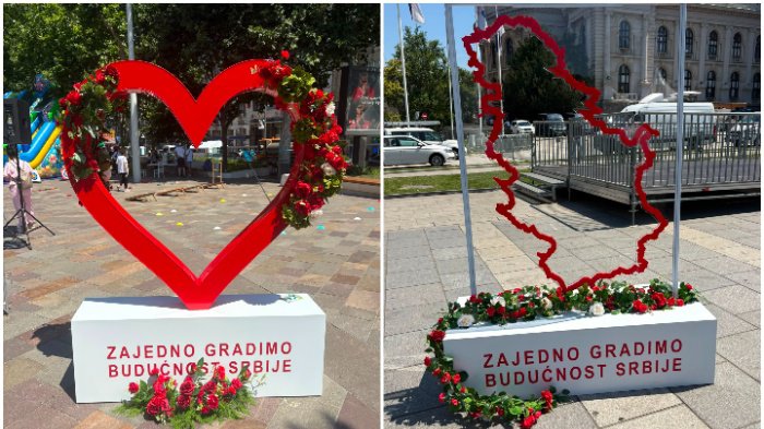 OVI PRIZORI ĆE PREPLAVITI SVE MREŽE! Građani u kolonama čekaju da se uslikaju unutar velikog srca i mape Srbije na današnjem veličanstvenom skupu (FOTO)