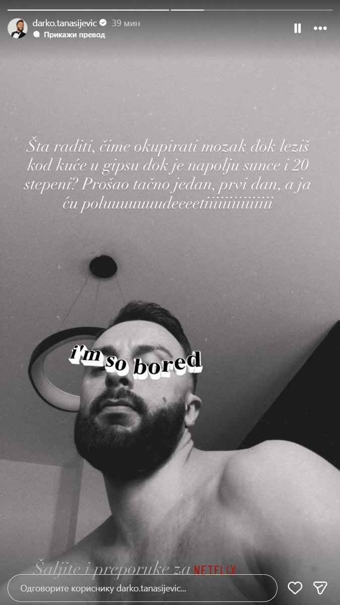 Darko Tanasijević završio u gipsu, a sada zakukao javno: Ja ću poludeti... (FOTO)