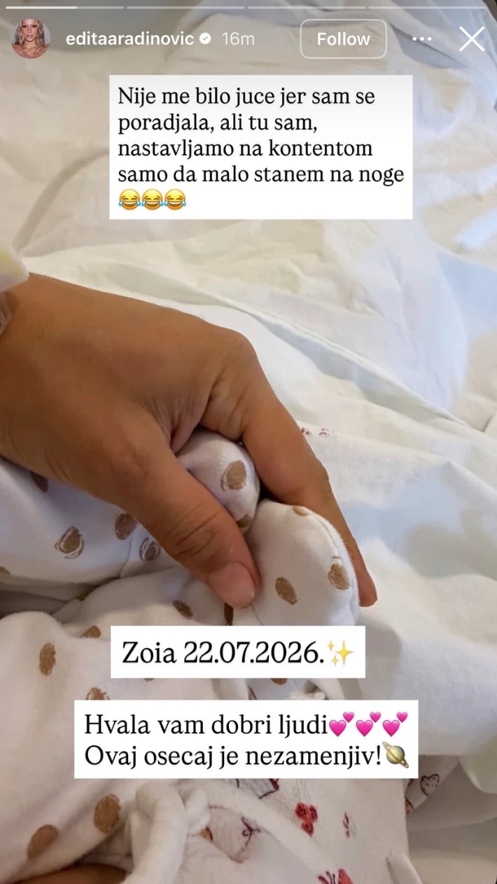 Voli je tetka najviše na svetu! Oglasila se Indi nakon što se Edita porodila, evo šta je poručila sestričini! (FOTO)