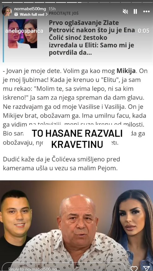 ZASTUPAJU ISTU STRANU: Nakon što je Hasan Dudić stavio Enu na stub srama zbog odnosa sa Pejom, oglasila se majka Aneli Ahmić, pa mu poručila OVO (FOTO)