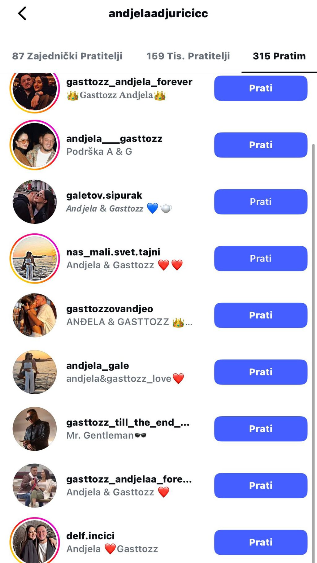 Pukla tikva između Anđele i Gastoza?! Digla se kuka i motika na mrežama zbog navodnog RASKIDA, evo šta ih je odalo (FOTO)