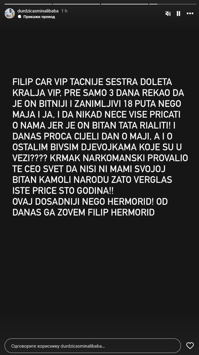 ASMIN ŽESTOKO UDARIO NA CARA! Durdžić izneo niz šokantnih tvrdnji o Majinom bivšem, pa mu dodelio urnebesan nadimak, Filipu će pasti mrak na oči kad vidi ovo! (FOTO)