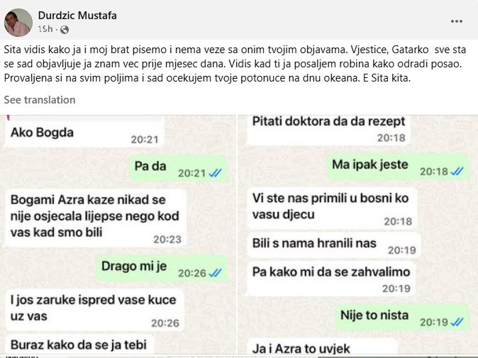 DOKAZ CRNO NA BELO: Mustafa Durdžić demantovao Sitine navode da su odnosi unutar njegove porodice NARUŠENI! Ove prepiske dokazuju da je sve idilično! (FOTO)