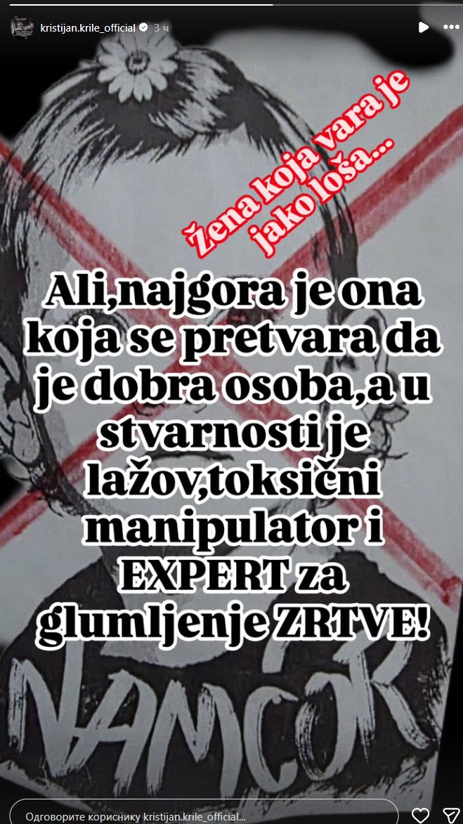 Kristijan ponovo udario na Kristinu?! Haos na mrežama: Toksični manipulator i ekspert za glumljenje žrtve!