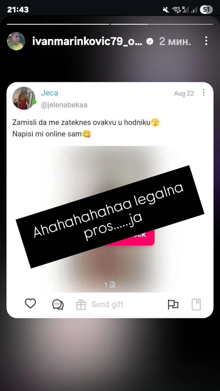 SKANDAL! Ivan Marinković udario na bivšu suprugu zbog eksplicitne objave: Jelenu optužio da se bavi NAJSTARIJIM ZANATOM (FOTO)