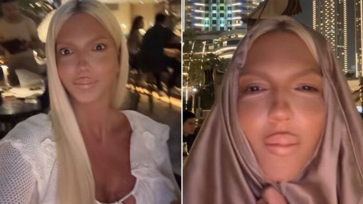 Skandal u Dubaiju! Karleuša providnom haljinom napravila pometnju, odmah je zbog golotinje ogrnuli maramom (VIDEO)
