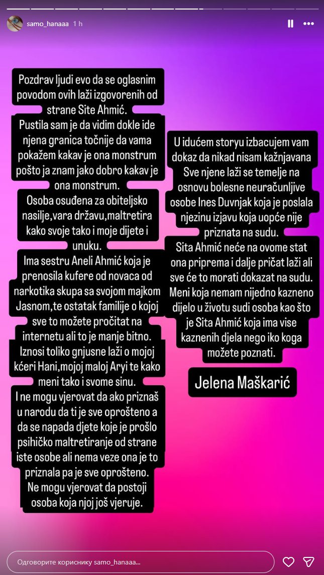 VIŠE NE ĆUTI! Hanina majka se oglasila nakon novih optužbi Site Ahmić, rešila da joj za sva vremena ZAPUŠI USTA: Sud se ne može lagati, govorila si da Arija nije Neriova ćerka