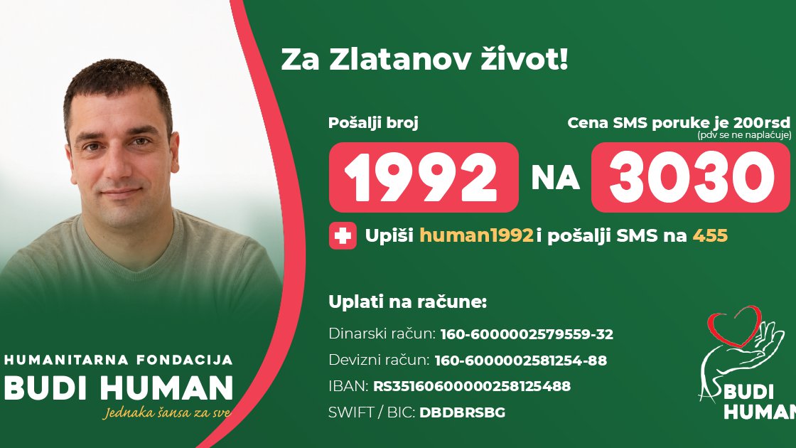 ZA ZLATANOV ŽIVOT: Pomozimo Zlatanu Samardžiću da pobedi u najvažnijoj bici!