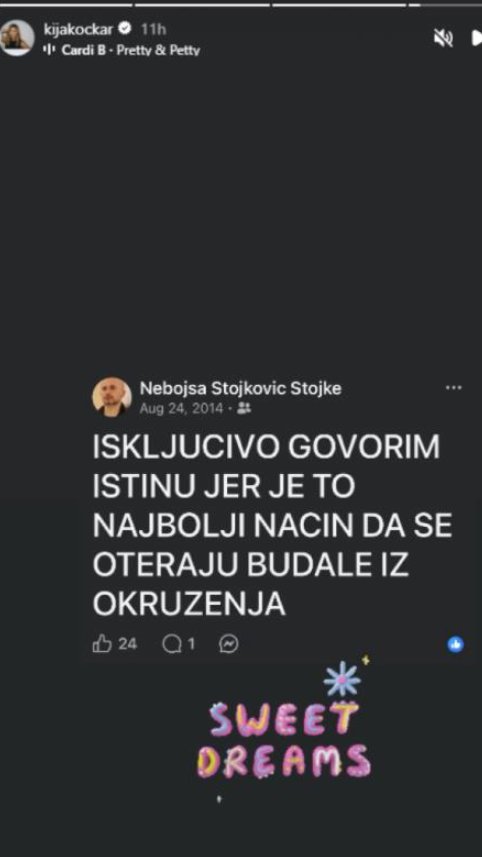 Kija objavila poruku Katarininog muža! Ne prestaje da provocira bivšu prijateljicu: Slatki snovi... (FOTO)