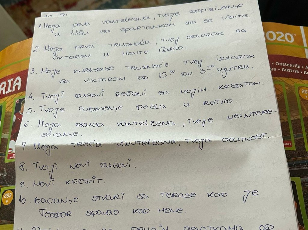 Moje gubljenje trudnoće, tvoja odsutnost i nemarnost: Pink.rs u posedu pisma Munjine bivše žene - Taksativno mu navela 50 razloga zbog kojih je KRAJ: Bacanje stvari s terase... (FOTO)