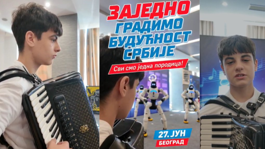 ZAJEDNO GRADIMO BUDUĆNOST SRBIJE! Mladi talentovani harmonikaš Vuk (13) pozvao na skup 27. juna: Uz njegove zvuke će roboti iz Kine zaigrati Moravac! (VIDEO)