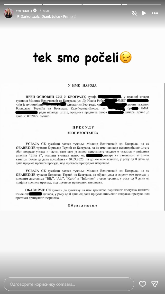 Milica Veličković dobila Terzu na sudu! Ovo su detalji presude, uvrede će joj papreno platiti (FOTO)