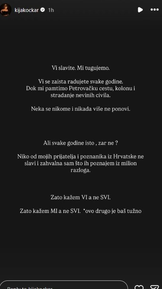 Kija dobila strašnu poruku zbog godišnjice Oluje: Slavi za sve pare ako te to čini srećnom... (FOTO)