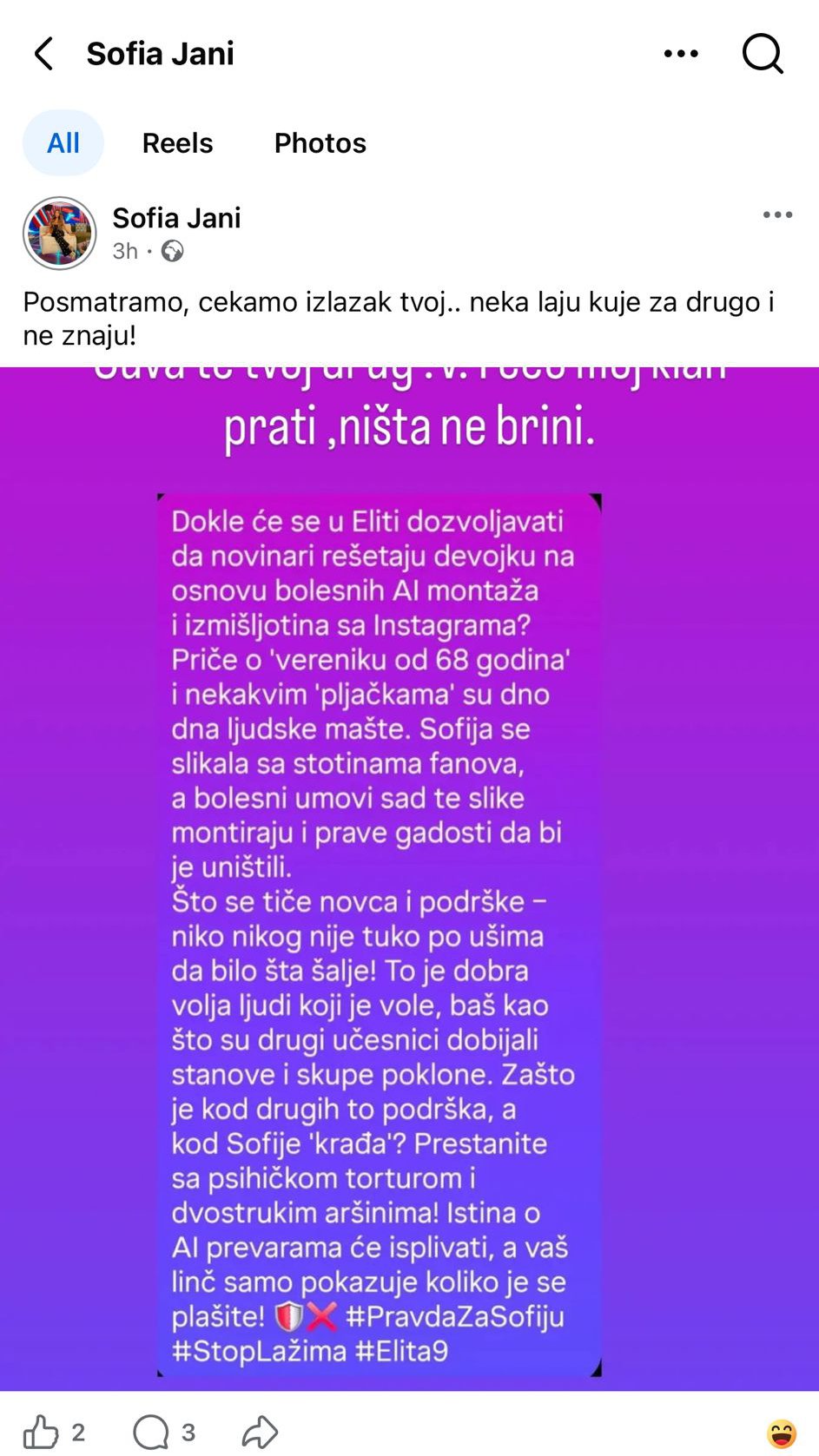 Oglasila se Sofijina majka Brankica! Ćerka joj pred milionima priznala da ima fotke sa Danetom (70), a ona tvrdi da su plod veštačke inteligencije