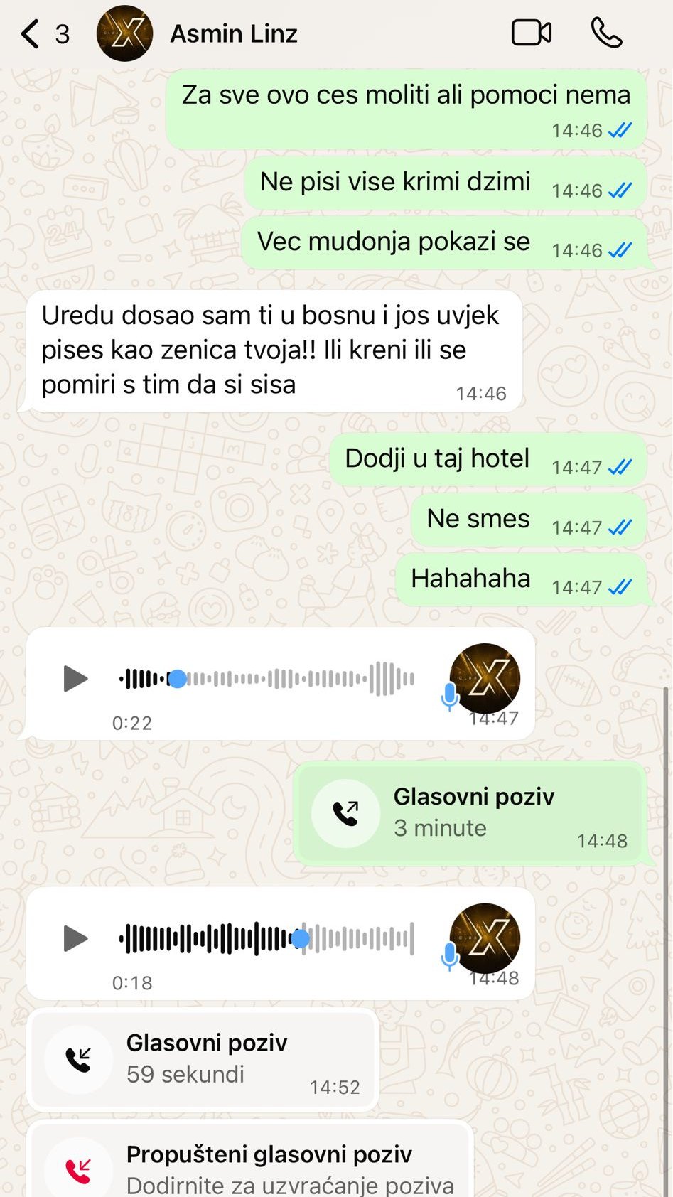 HAOS NE PRESTAJE: Alibaba besan kao ris čeka Luku u Banja Luci, pljušte žestoke pretnje! Pink.rs u posedu nove prepiske (FOTO)