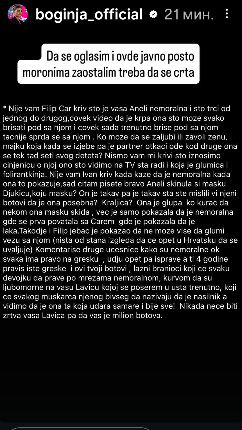 HITNO OGLAŠAVANJE: Boginja opelala po Aneli, stala na stranu Đukića i Cara, a bivšu cimerku će komentarom vratiti na FABRIČKA PODEŠAVANJA (FOTO)