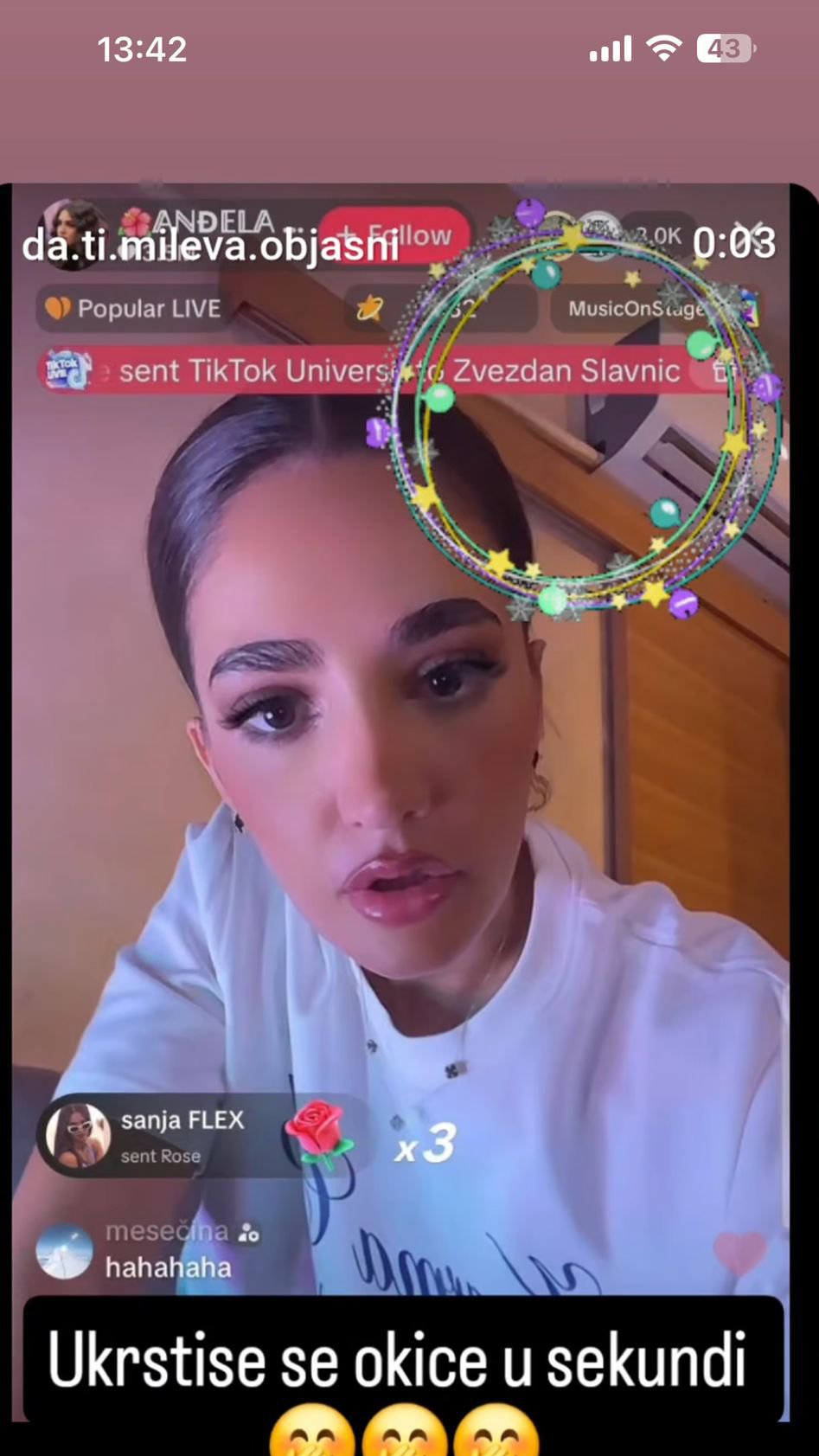Anđela Đuričić držala lajv na TikToku, a onda je na ekranu ugledala Zvezdana Slavnića: Svi na mrežama bruje o njenoj reakciji! (VIDEO)